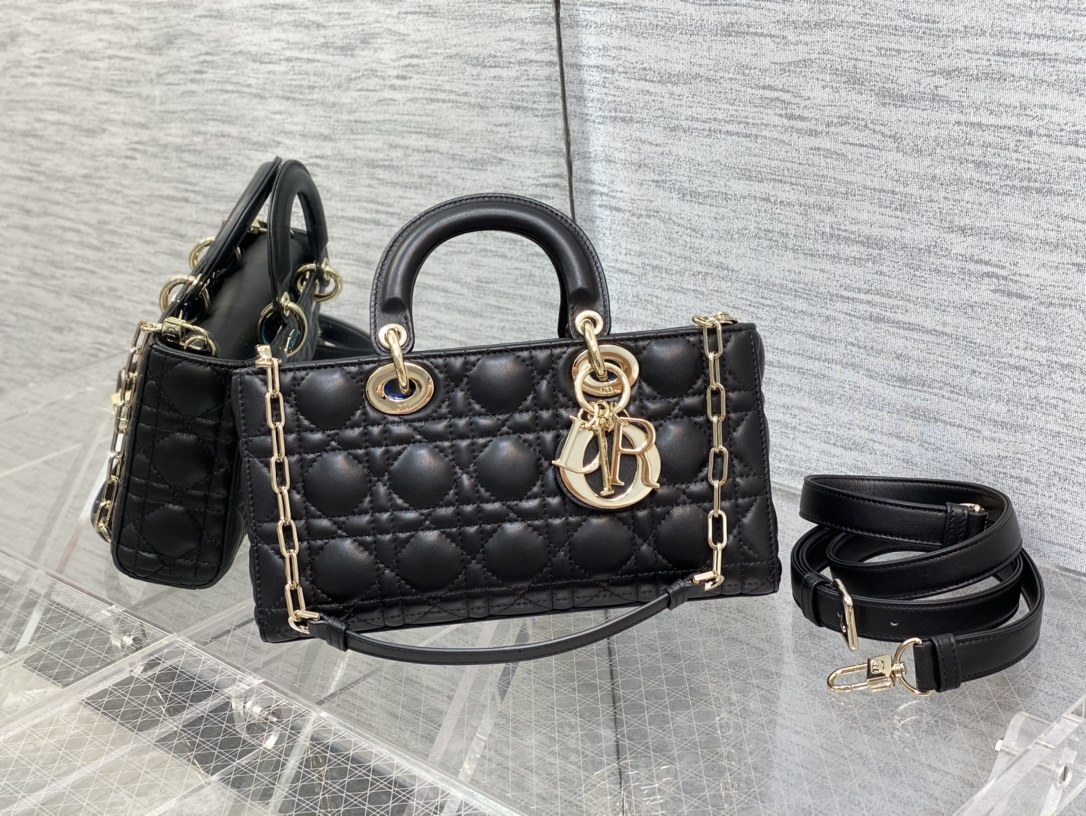 Medium Lady D-Joy Bag Black Cannage Lambskin